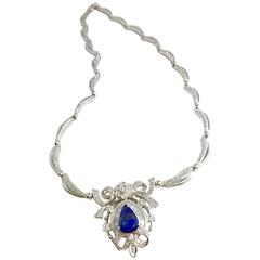 Sapphire 2CT 
Diamond Necklace 7 TCW