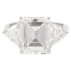 Alexander All GIA Certified 5.20 Carat Emerald Cut Diamond Three-Stone Ring 18k