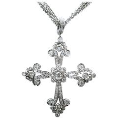 Lauren K Large Diamond Gold Maltese Cross Pendant Enhancer Necklace