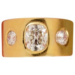 Retro 18k Gold and Diamond Band Ring