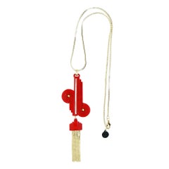Handmade Acrylic Pendant Necklace Verner / Red