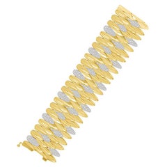 Sutra 18KT Yellow & White Gold 11.82 Ct Diamond Lotus Leaf Cuff Bracelet