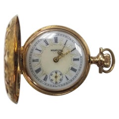 Circa 1891 Beautiful Antique Elgin Pocket Watch 14k Solid Gold Case w/White Dial