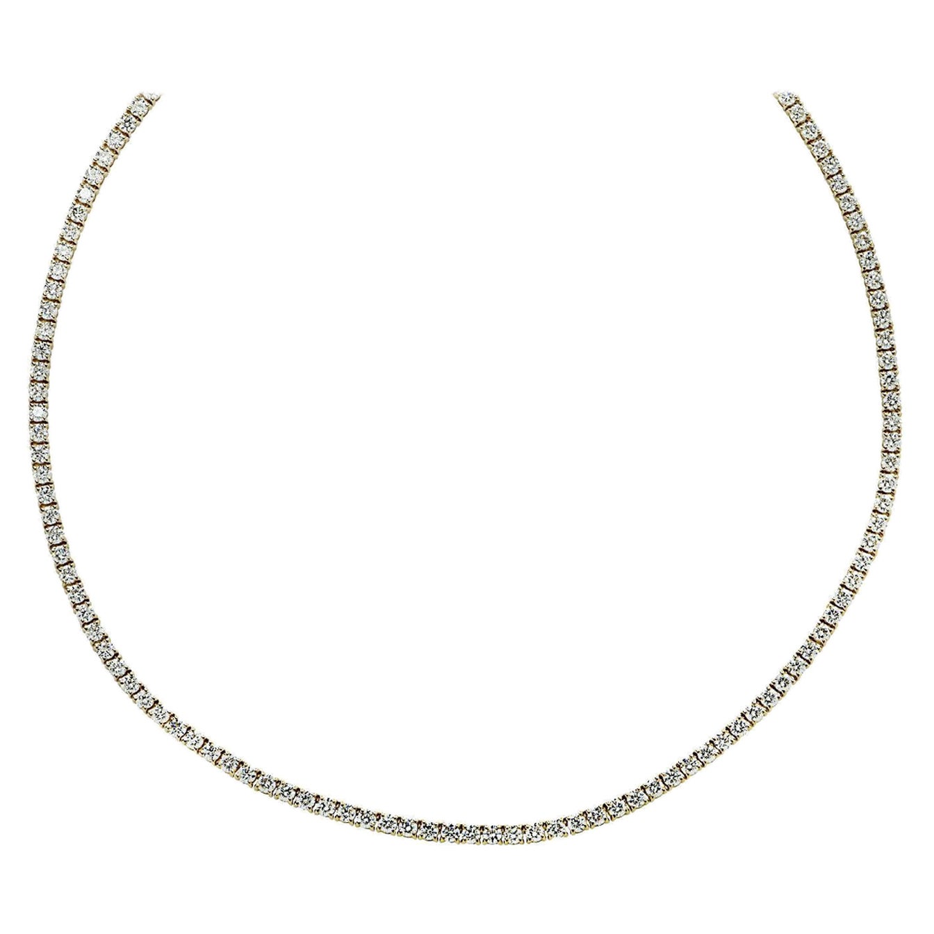 Vivid Diamonds 6.37 Carat Straight Line Diamond Tennis Necklace