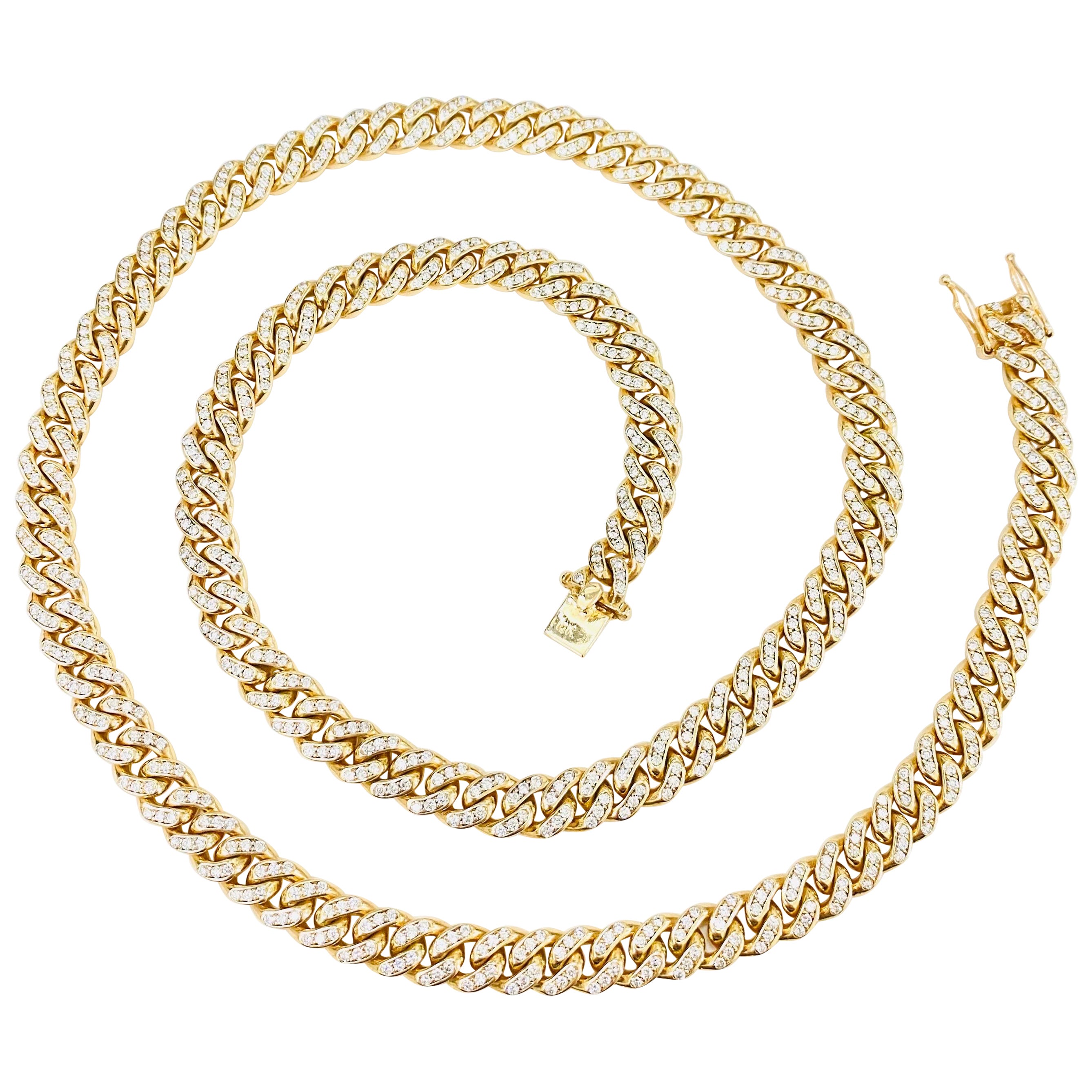 Men's Yellow Gold Diamond Cuban Link Chain For Sale at 1stDibs cuban