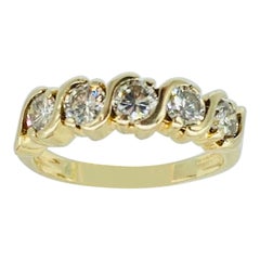 Vintage 1.25 Carat Five Stone Diamond Engagement Ring 14k Gold