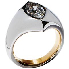 N.V. Milano 1.56 Carats Navette Cut Diamond Iron Gold Ring 