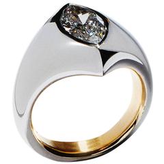 N.V. Milano 1.56 Carats Navette Cut Diamond Iron Gold Ring
