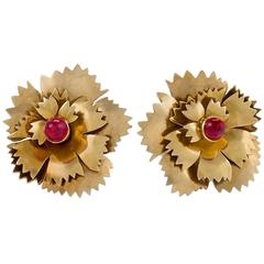 Mellerio dits Meller Vintage Ruby Gold Earrings