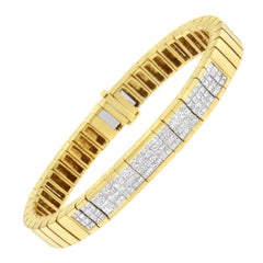 14k Yellow Gold 3 5/8 Carat Invisible Set Princess Diamond ID Tennis Bracelet