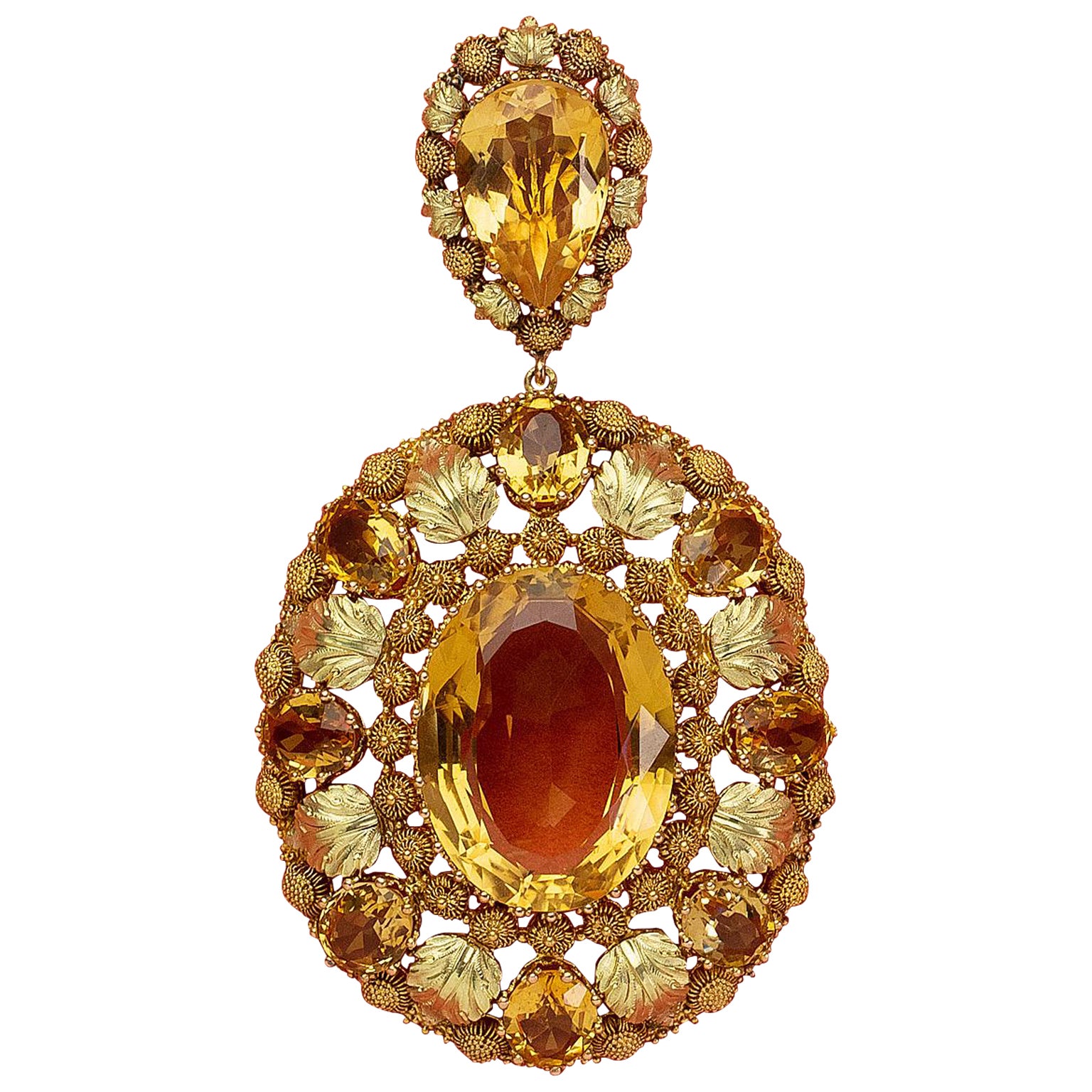 Georgian Gold Pendant with Citrine