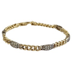 0.70 Carat Diamond 2 Tone Cuban Link Chain Solid White and Yellow Gold 14K
