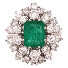 Retro Estate Emerald & Diamond Cocktail Ring