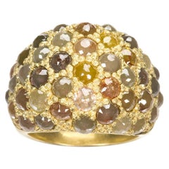 Faye Kim 18 Karat Gold Rose Cut Milky Diamond Gold Dome Ring