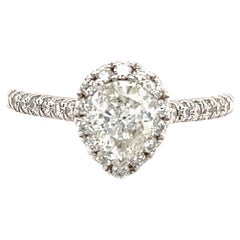 Pear Shaped Diamond Engagement Ring 14k Gold 1.19 TCW Certified