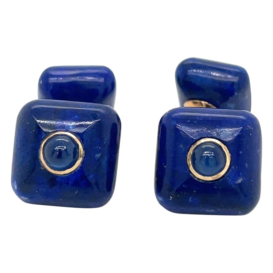 Trianon Lapis Cuff Links with Blue Sapphires