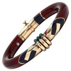 Armreif aus Emaille der Nouvelle Bague, rot, grün, schwarz, Emaille