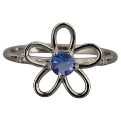 Bague fleur en or 14 carats avec tanzanite et diamants