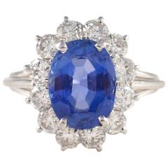 Natural Sapphire Diamond Platinum Ring