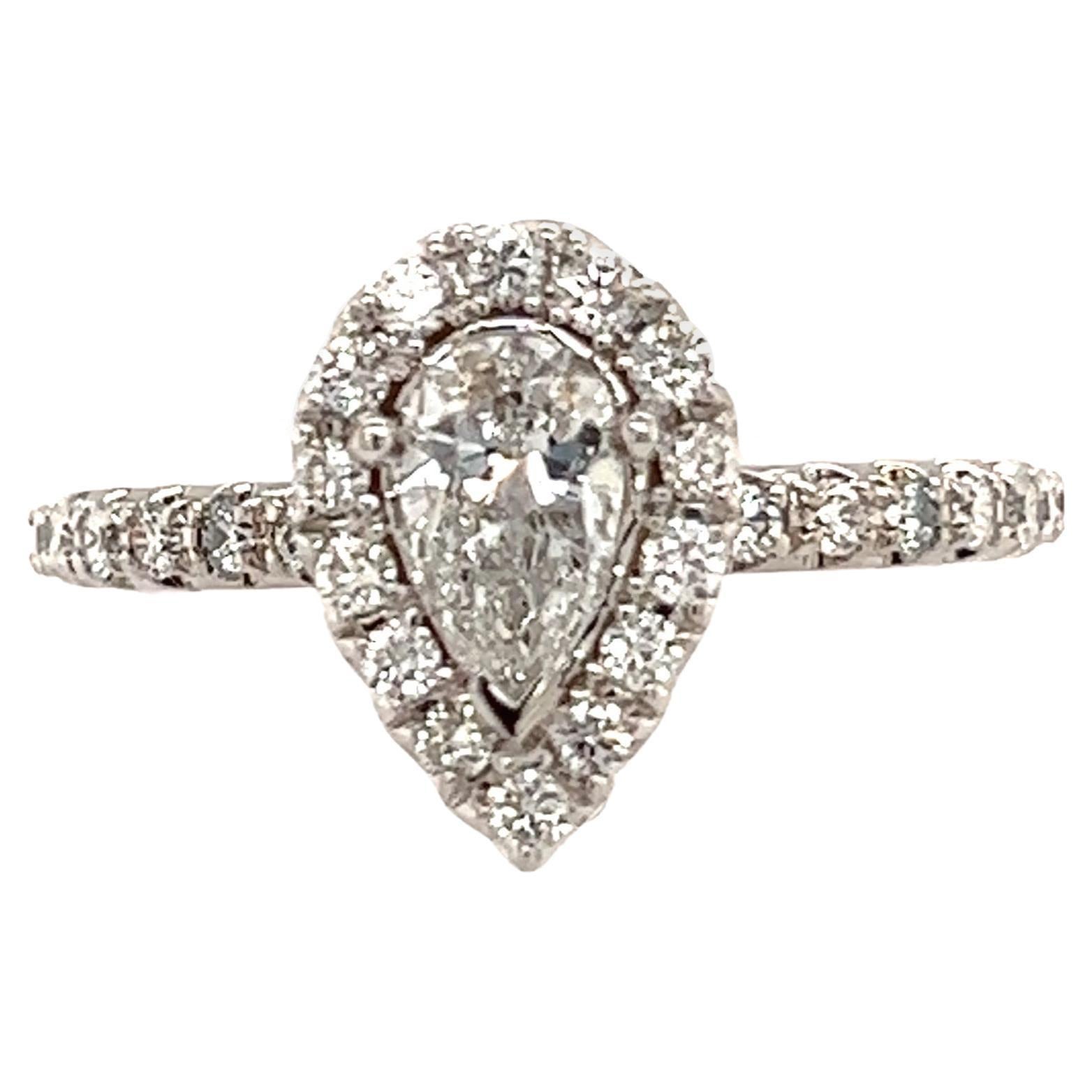 Diamond Engagement Ring 14k White Gold 0.90 TCW Certified