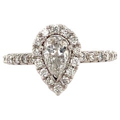 Diamond Engagement Ring 14k White Gold 0.90 TCW Certified