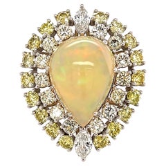 Bague diamant opale blanche naturelle en or 14k 11 TCW GIA  Certifié