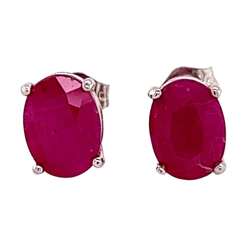 Natural Ruby Stud Earrings 14k Gold 3.83 TCW Certified For Sale