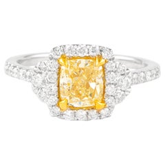 Alexander Beverly Hills 1,07 quilates Anillo de diamantes en cojín amarillo intenso 18k