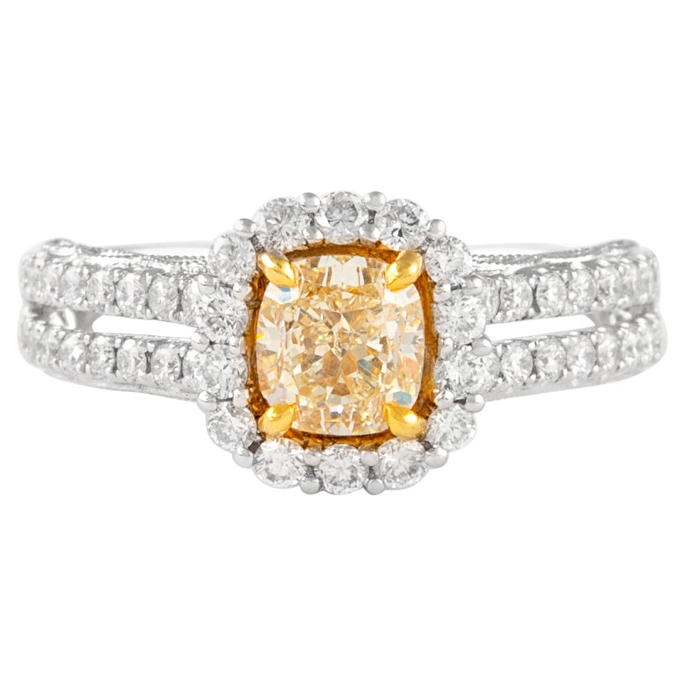 Alexander Beverly Hills 1.68ctt Fancy Yellow VS2 Cushion Diamond Ring 18k