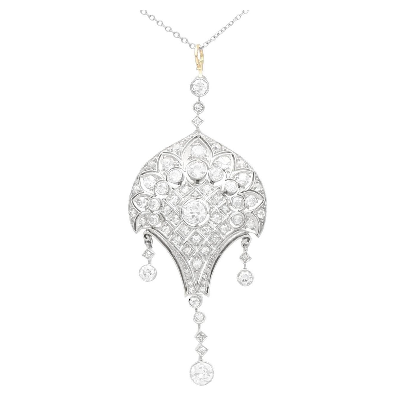 Antique 2.71 Carat Diamond and Yellow Gold Pendant