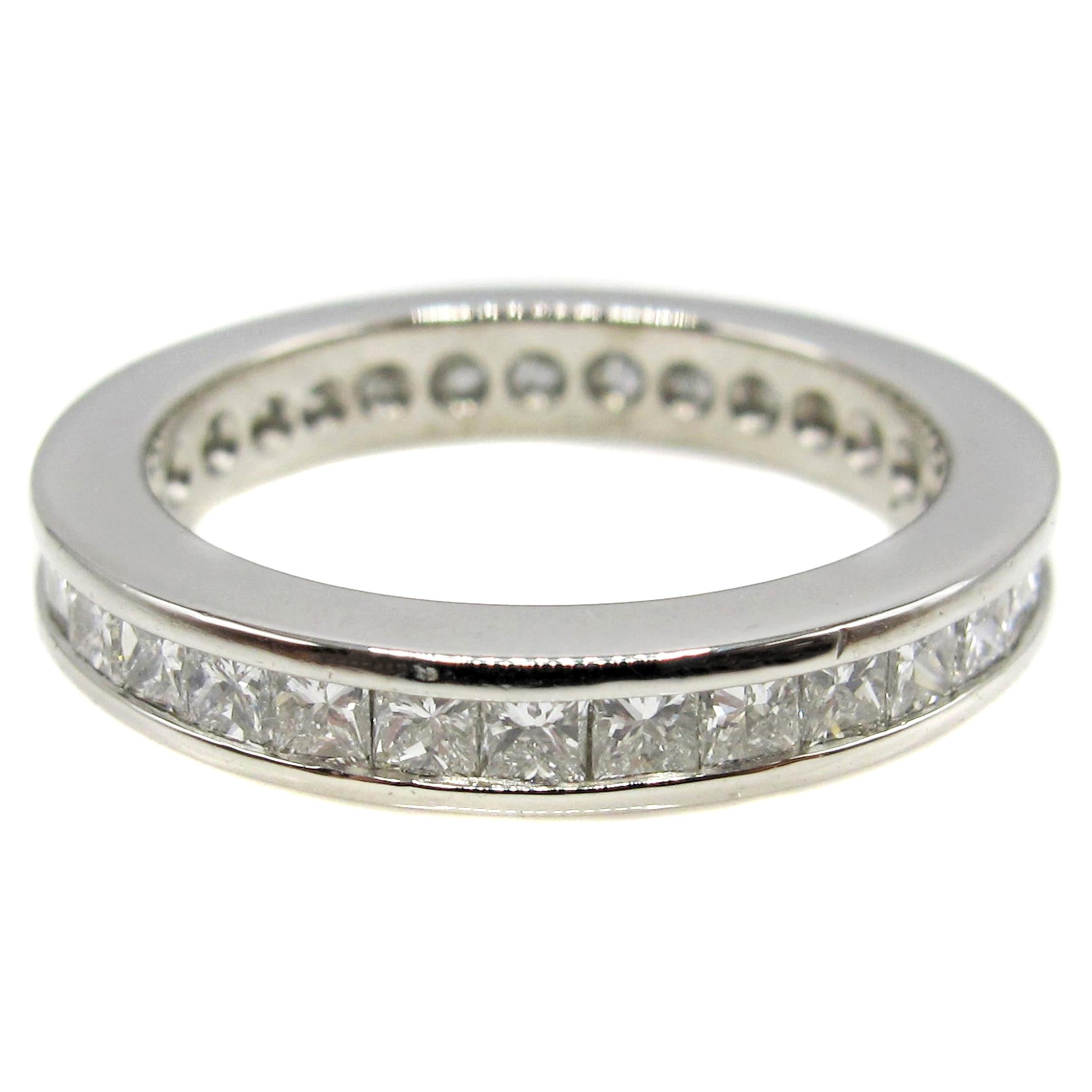 Princess Cut Diamond Platinum Eternity Band Ring For Sale