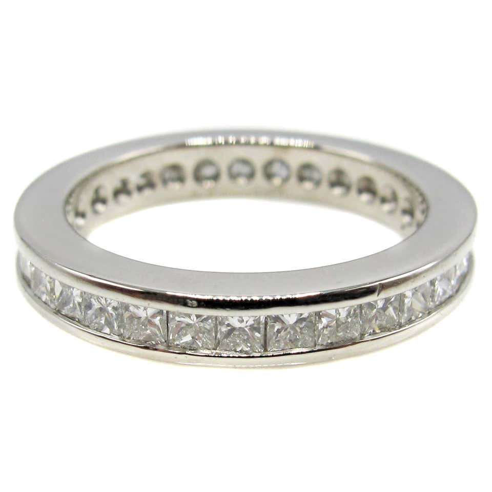 Important 1950s Platinum Diamond Wide Eternity Wedding Band Ring at 1stDibs