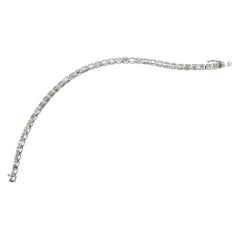 18k White Gold Diamond Emerald Cut Tennis Bracelet Bezel Set