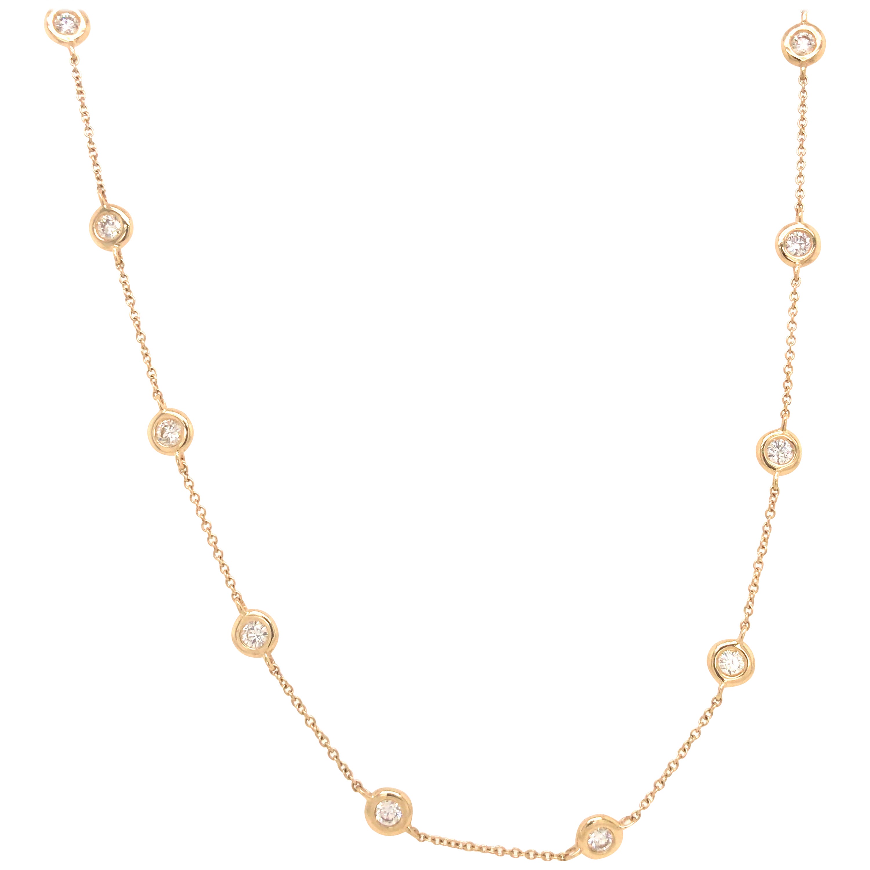 14k Yellow Gold Diamonds by the yard Necklace with 16 Natural Full Cut ...
