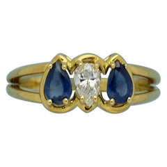 Chaumet Gold Diamond and Sapphire Ring