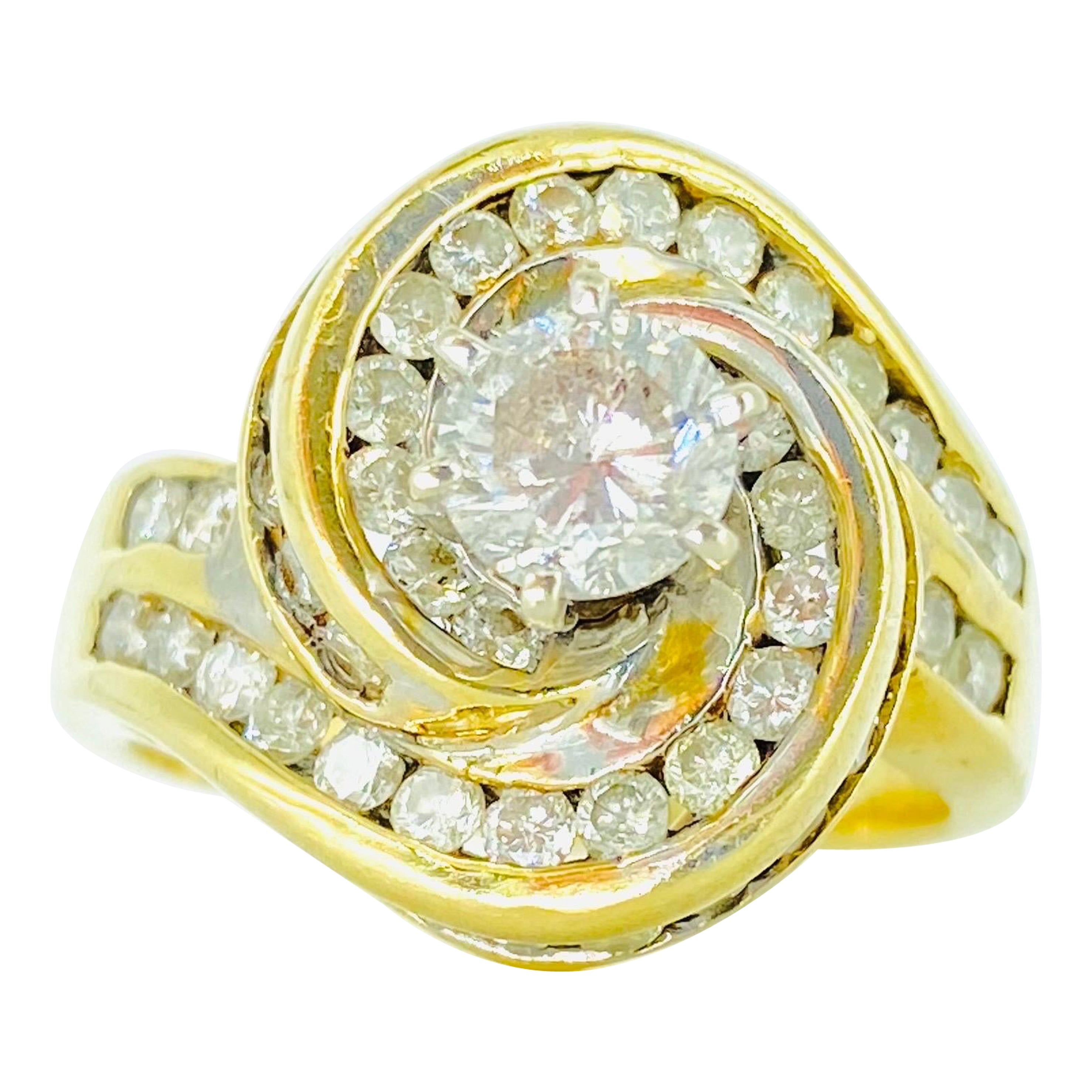 Bague de fiançailles vintage en or 14 carats avec diamants de 2,50 carats