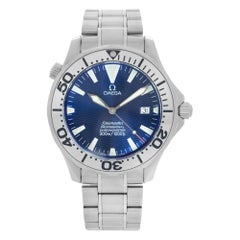 Used Omega Seamaster 41mm Stainless Steel Blue Dial Automatic Mens Watch 2255.80.00
