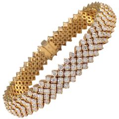 Vintage 1980s Diamond Gold Bracelet