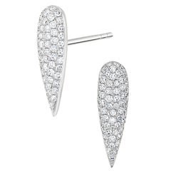 Luxle Clous d'oreilles en or blanc 14 carats avec diamants pavés en forme de poire