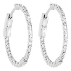 Luxle 0.52 Cts Pave Round Diamond Huggie Hoop Earrings in 18K White Gold