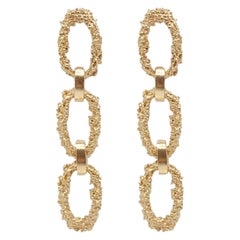 14 Karat Yellow Gold Etruscan Granulation Chain Link Earrings by Mon Pilar