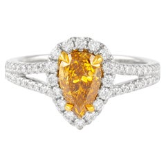 Alexander GIA 1.02ct Fancy Deep Brownish Orangey Yellow Diamond Ring 18k Gold