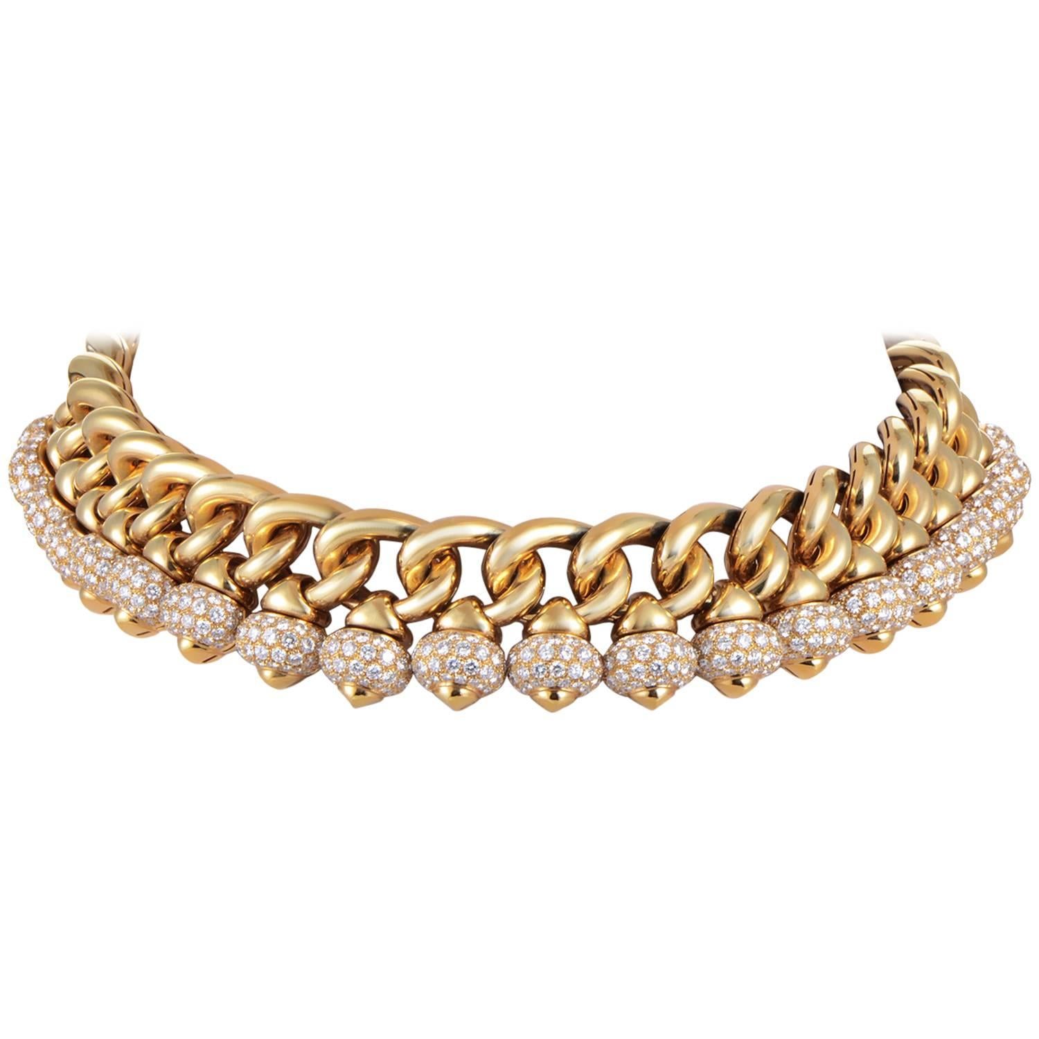 Bulgari Chandra Diamond Gold Choker Necklace