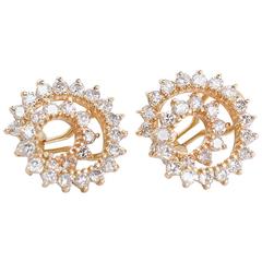 Vintage Stunning Swirl Diamond Gold Earrings