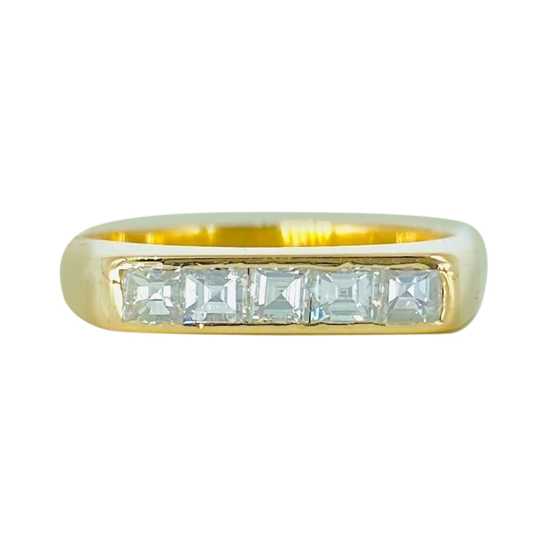 Vintage 0.75 Carat Five-Stone Asscher Cut Diamond Ring For Sale