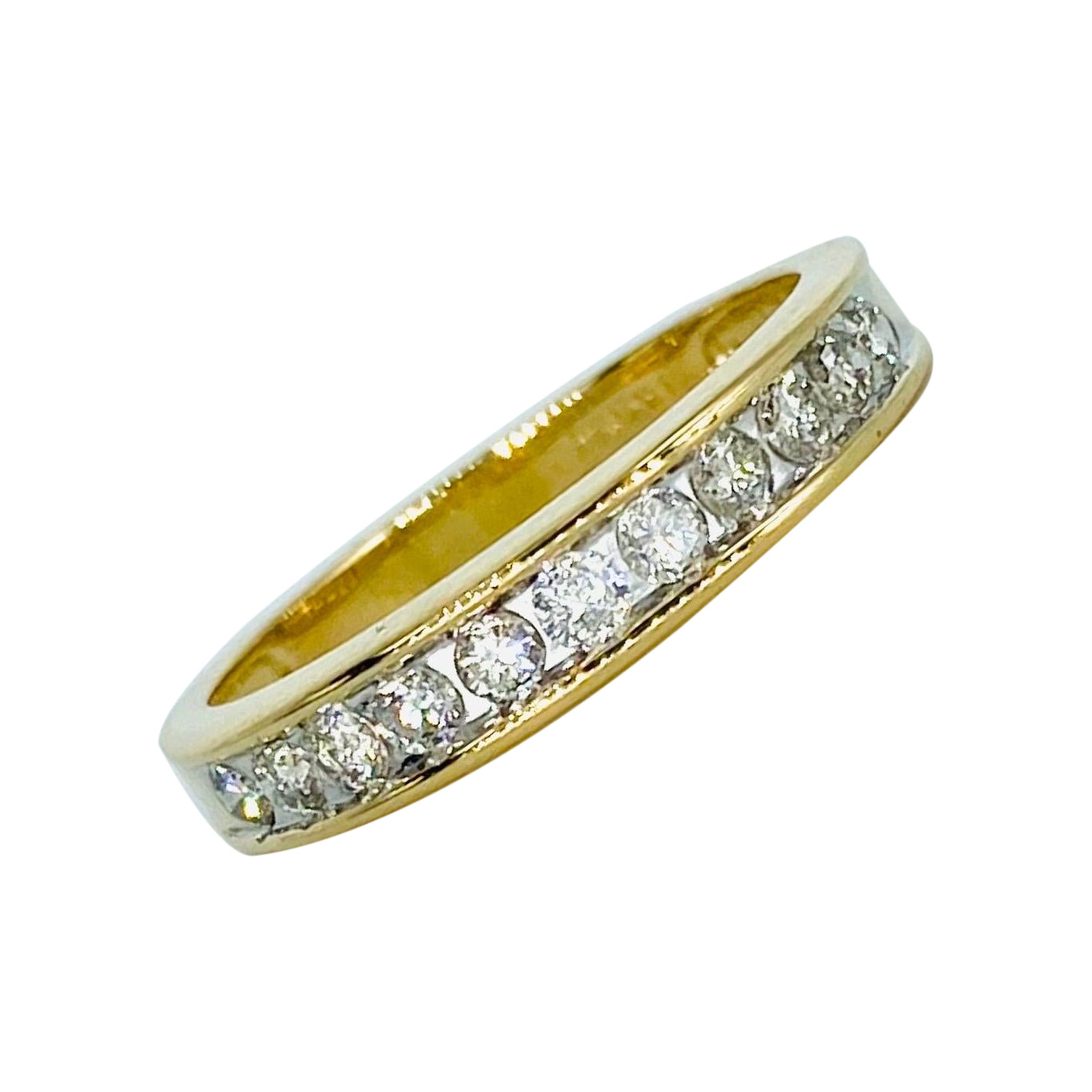 Vintage 0.88 Carat Diamonds Half Eternity Ring 14k Gold For Sale