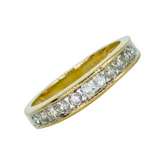Bague d'éternité vintage en or 14 carats avec diamants de 0,88 carat