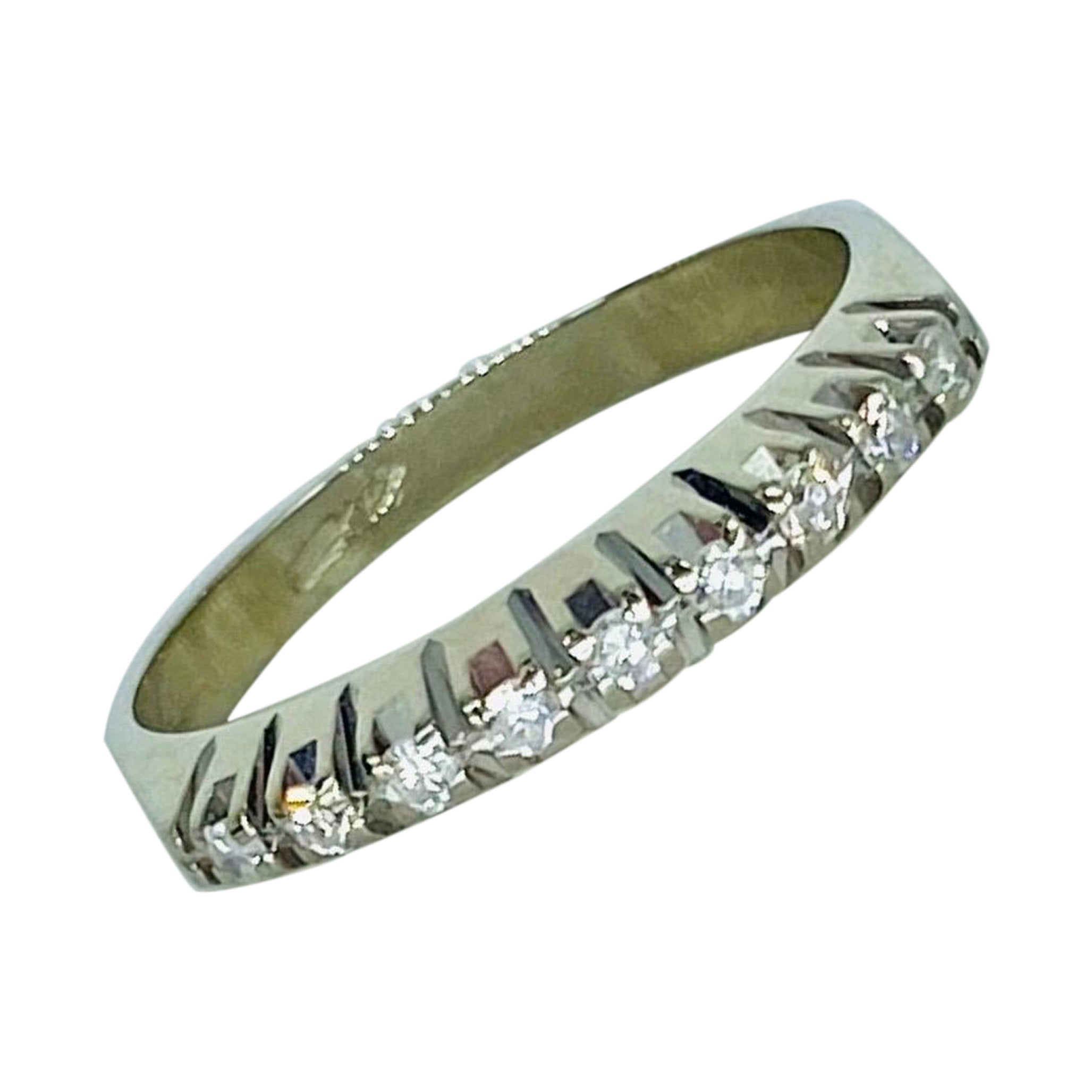 Vintage 0.13 Carat Diamonds Half Eternity Ring 18k White Gold For Sale