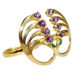 Twin Elegance Prissy Peacock Two-Finger Ring