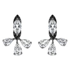 Luxle 2.89 Ct. T.W Marquise and Pear Diamond Stud Earrings in 18k Gold